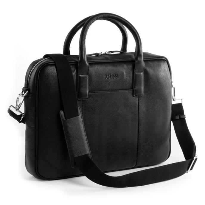 totes® Genuine Leather Laptop Bag Black Extra Image 2